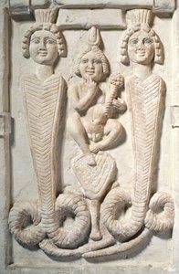 Harpocrates a lótuszon, kopt (mészkő) alkotó: Egyptian