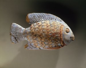 Festett kerámia hal, Egyiptomból (kerámia)