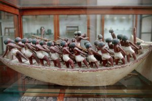Kisméretű hajómodell Meketre sírjából, Deir el-Bahariból, Egyiptomból, egyiptomi civilizációból, Középbirodalomból, XI. dinasztia