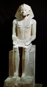 Egyiptomi antik: Amenemhat fáraó mészkő szobra (Amenemhat) III. 12. dinasztia. Kr.e. 1910. Hawarából. Homályos. 160 cm Kairó, Egyiptomi Múzeum