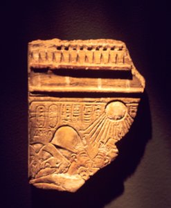 Achenat és Nefertiti domborműtöredék alkotó: Egyptian 18th Dynasty