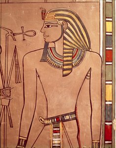 II. Amenhotep (Kr. e. 1427-1392) egy ankh-val az ajkához emelve, sírjának szarkofágkamrájából, Új Királyság (festett mészkő) alkotó: Egyptian 18th Dynasty