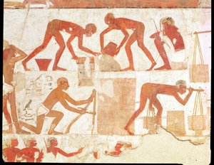 Fal építése Rekhmire sírjából, Tuthmosis III és Amenhotep II vezírje, Új Királyság (falfestmény) (részletekért lásd: 202228) alkotó: Egyptian 18th Dynasty