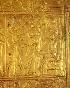 Részlet az Aranyszentélyből, Tutanhamon sírjából (Kr.e. 1370-1352) Új Királyság (annyal bevont gessóval bevont fa)