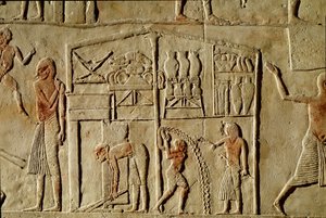 Egyiptomi ókor: „” élelmiszereket raktárban tárolnak”” A 18. dinasztia egyik vezető tisztviselőjének sírját díszítő dombormű. Bologna Civico Museo Archeologico alkotó: Egyptian 18th Dynasty