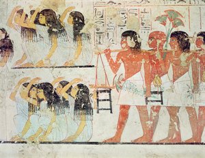 Gyászolók csoportja Ramose temetési menetében, Ramose sírkápolnájából, Új Királyság, Kr.e. 1360 körül (falfestmény) alkotó: Egyptian 18th Dynasty