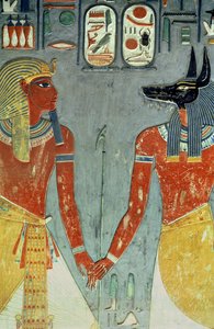 Horemheb és Anubisz, Horemheb sírjából (Kr. e. 1323-1295) Új Királyság (falfestmény) alkotó: Egyptian 18th Dynasty