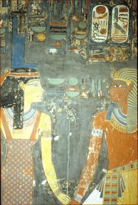 Horemheb és Ízisz, Horemheb sírjából (Kr. e. 1323-1295) Új Királyság (falfestmény) alkotó: Egyptian 18th Dynasty