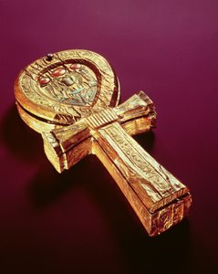 Tükör tok ankh formájában, Tutanhamon sírjából (Kr. e. 1370-1352) Új Királyság (aranyozott fa)