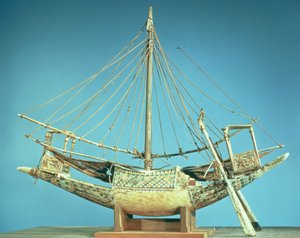 Az egyik fáraó csónakjának modellje Tutanhamon sírjából (Kr. e. 1370-52) Új Királyság (fa)