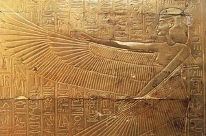 Relief a második temetkezési kápolna hátsó külső táblájáról, Tutanhamon kincsei, Egyiptom, Egyiptomi civilizáció, Újbirodalom, XVIII. dinasztia alkotó: Egyptian 18th Dynasty