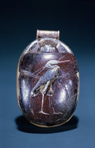 Scarab with Heron, a Tomb of Tutankhamonból, Új Királyság (arany és cornelian)