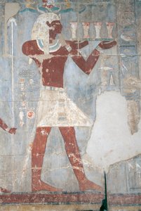 Jelenet a királynővel, amint áldozatot mutat be, délkeleti terem, keleti fal, felső udvar, Hatsepszut halotti temploma, Deir el-Bahari, Thébai Nekropolisz (UNESCO Világörökségi Listája). alkotó: Egyptian 18th Dynasty