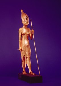 Király szobra Tutanhamon sírjából (Kr. e. 1370-1352) Új Királyság (aranyozott fa) alkotó: Egyptian 18th Dynasty