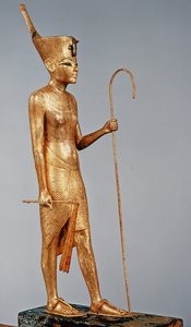 Az északi vörös koronát viselő király szobra Tutanhamon sírjából (Kr. e. 1370-52) Újbirodalom (aranyozott fa)