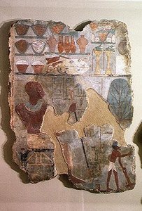 Unsou írnok, aki felügyeli a munkásokat a mezőkön, Unsou sírjából, Kelet-Théba, Új Királyság (falfestmény)