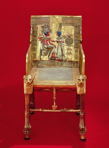 A trón Tutanhamon sírjából (Kr.e. 1370-1352) Új Királyság (aranyozott fa, féldrágakövekkel kirakva)