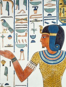 Oszlop Hornedjiteffel, Nefertari sírkamrájának freskóinak részlete, a Királynők Völgye, Luxor, Théba (az Unesco világörökségi listája) alkotó: Egyptian 19th Dynasty