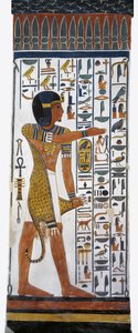 Egyiptom, Théba, Luxor, a Királynők Völgye, Nefertari sírja, Hórusz isten falfestménye a sírkamrában a 19. dinasztiából alkotó: Egyptian 19th Dynasty