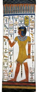 Egyiptom, Théba, Luxor, a Királynők Völgye, Nefertari sírja, falfestmény a sírkamra oszlopán a 19. dinasztiából alkotó: Egyptian 19th Dynasty