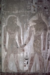 I. Seti (Kr. e. 1303-1290) és Anubisz Seti sírjában, Új Királyság (falfestmény)