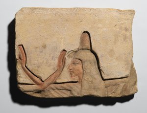 Egy tömjéntölcsérrel rendelkező nőt ábrázoló tábla, Újbirodalom, ie 1352-1336 (homokkő)