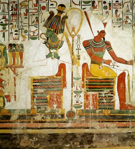 Ozirisz és Atum istenek, Nefertari sírjából, Új Királyság (falfestmény)