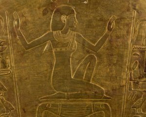 Isis istennő, Tuya királynő, II. Ramessz anyja szarkofágjának díszítő részlete, aranyozott fa, Egyiptomi civilizáció, Újbirodalom, XIX. dinasztia alkotó: Egyptian 19th Dynasty