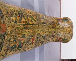 Részlet Nesyamun múmiája külső koporsófedeléről, amelyet valószínűleg Deir El-Bahriban, Új Királyságban találtak, ie 1100 körül (festett fa) alkotó: Egyptian 20th Dynasty