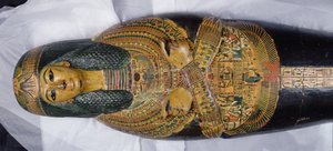 Nesyamun múmiájának belső fedele, amelyet valószínűleg Deir El-Bahriban, Új Királyságban találtak, ie 1100 körül (festett fa) (308052 részlet) alkotó: Egyptian 20th Dynasty
