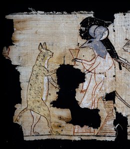 Szatirikus jelenetet ábrázoló papirusz, Kr.e. 1100 körül, IX. Ramszesz uralkodása idejéből, Részlet, Egyiptomi civilizáció, Új Királyság, XX. dinasztia alkotó: Egyptian 20th Dynasty