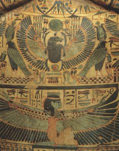 Múmiatakaró szárnyas istenséget védő szkarabeusz, az örökkévalóság jelképe alkotó: Egyptian 22nd Dynasty