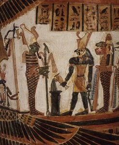 Ozirisz, részlet Nekhtefmet kartonjáról, harmadik köztes időszak, Kr. e. 934-889 körül (vakolt és festett vászon). alkotó: Egyptian 22nd Dynasty