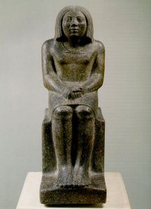Ülő férfifigura, Egyiptom, Ankh, 3. dinasztia (porfiroid gránit)