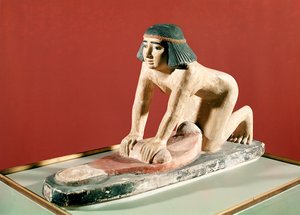Gabonát őrlő nő modellje, Old Kingdom (polikróm kő)