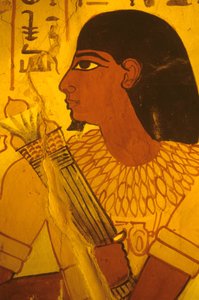 Ókori Egyiptom, Szennufer sírja, falfestmény, freskó, freskó, Szennufer lótuszbimbót kap, Théba polgármestere, II Amenofisz felügyelője, II. alkotó: Egyptian Egyptian