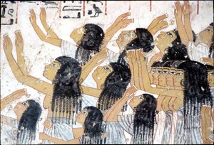 Ókori Egyiptom, Falfestmény, Sirató asszonyok gyászmenetben, Ramose sírja, Théba, Théba alkotó: Egyptian Egyptian