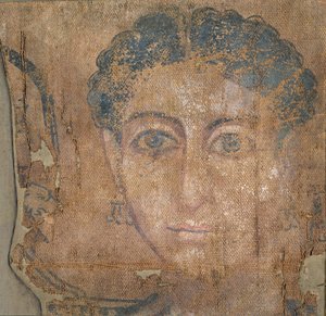 Fiatal nő feje, 100-300 körül (tempera vászon) alkotó: Egyptian Egyptian
