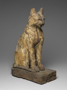 Nagy macskafigura (fa, gesso és lenvászon)
