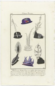 kiegészítők Journal des Dames et des Modes, Costumes Parisiens, 1914, 171. szám: Arlett kalapjai (...) alkotó: Eiger