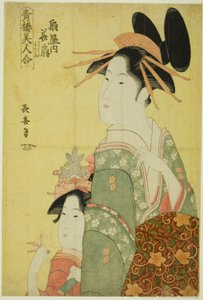 Hanaogi of the Ogiya, a "Gyönyörű negyed szépségei (Seiro bijin awase)" sorozatból alkotó: Eishōsai Chōki