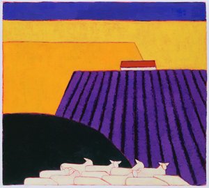 Sheep and Lavender Fields, 2004 (akril, papír)