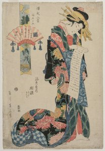 Az Ebiya Aizome udvarhölgye A Genji meséjének nyolc nézete című sorozatból c. 1800-as évek vége.