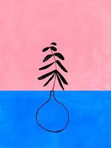 Minimalista rózsaszín-kék növény alkotó: Ejaaz Haniff