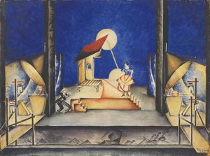 Színpadterve az Opera Bastien und Bastienne-hez, W. A. Mozart, 1925 alkotó: Ekaterina Petrova Troitskaya