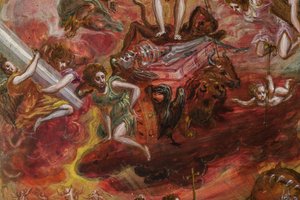Hordozható oltár: a keresztény lovag allegóriáját ábrázoló központi tábla, 2384586 részlet (tempera grassa a panelen) alkotó: El Greco