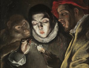 La fable - Peinture de Dominicos Theotokopoulos dit Le Greco (1541-1614), huile sur toile (50,5x63,6 cm), vers 1580 - (A mese, olaj, vászon, El Greco) - Museo del Prado, Madrid (Espagne) alkotó: El Greco
