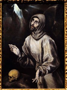 Assisi Szent Ferenc (1181-1226) stigmát kap Domenikos Theotokopoulos dit El Greco (1541-1614) festménye (Vanita) 1595 V. 0,76x0,57 m Pau, Szépművészeti Múzeum alkotó: El Greco