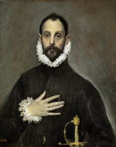 Spanyolul:  El caballero de la mano en el pecho A nemesember a kezével a mellkasán alkotó: El Greco