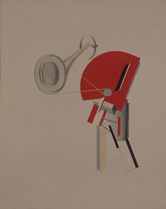 Szavaló. Figura A. Kruchenykh Győzelem a nap felett című operájához, 1920-1921 alkotó: Eliezer Markowich Lissitzky